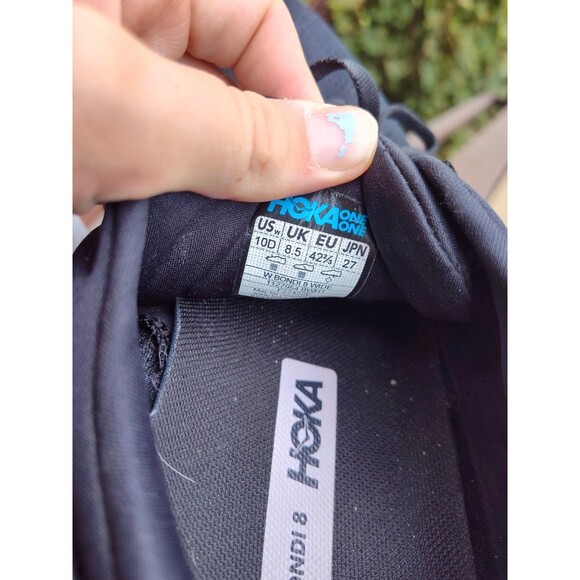 Hoka One One Bondi 8 Wide Sneakers Shoes Womens 10 D Black White 1127954 BWHT - Picture 8 of 8